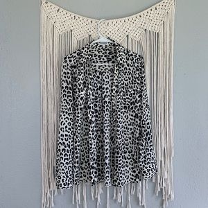 Express cheetah sheer button up